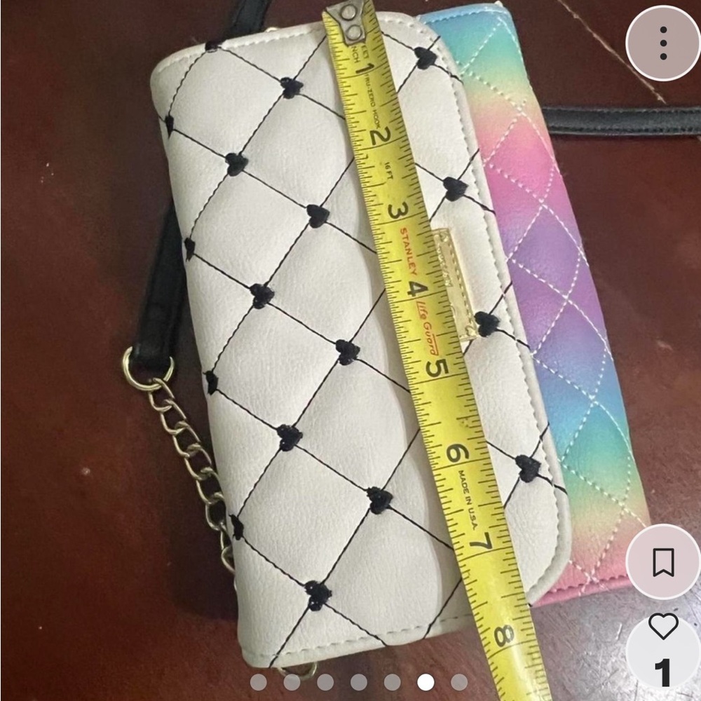 White Quilted Crossbody Bag with Heart Stitching - Picture 6 of 7